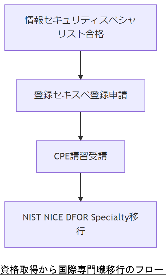ALT: 資格取得から国際専門職移行のフロー
